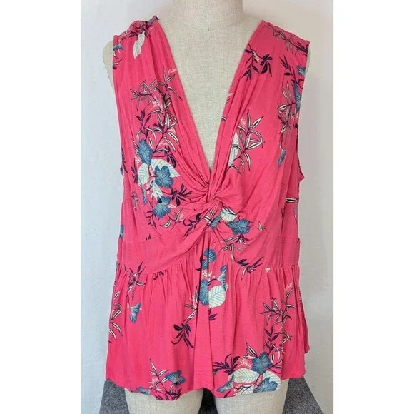 Wonderly Blouse/Top Plus Size 2X Fuchsia Multicolor Floral Print Peplum NWT - Picture 1 of 8